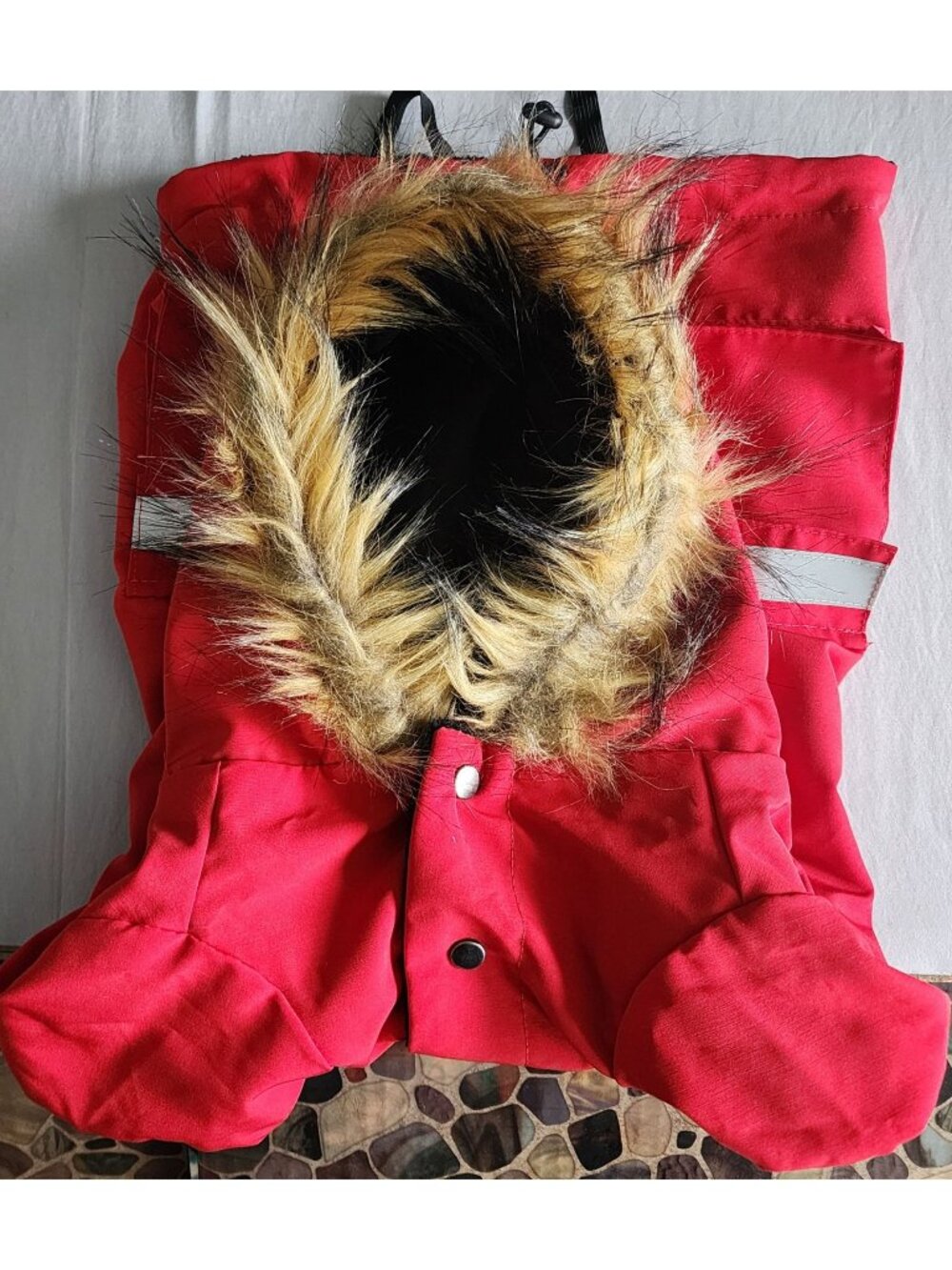 Red Faux Furr Dog Coat